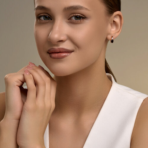 Серьги из золочёного серебра с гранатами и фианитами из серебро — вид 4