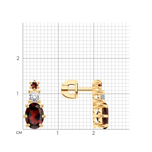 Серьги из золочёного серебра с гранатами и фианитами из серебро — вид 5