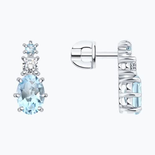 Серьги из серебра с топазами и фианитами - видео на модели