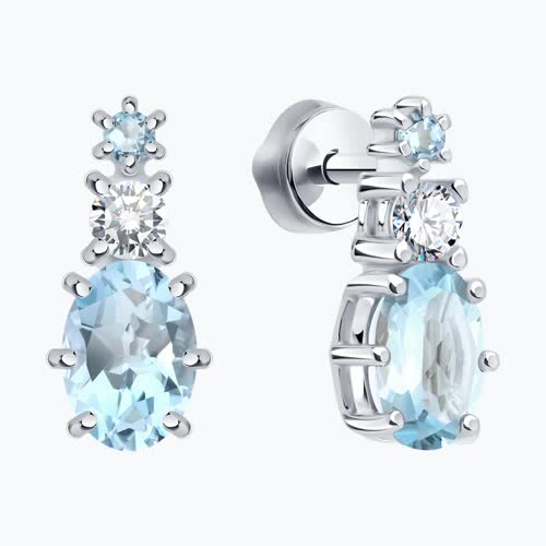 Серьги из серебра с топазами и фианитами из серебро — вид 2