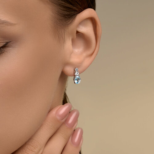 Серьги из серебра с топазами и фианитами из серебро — вид 3