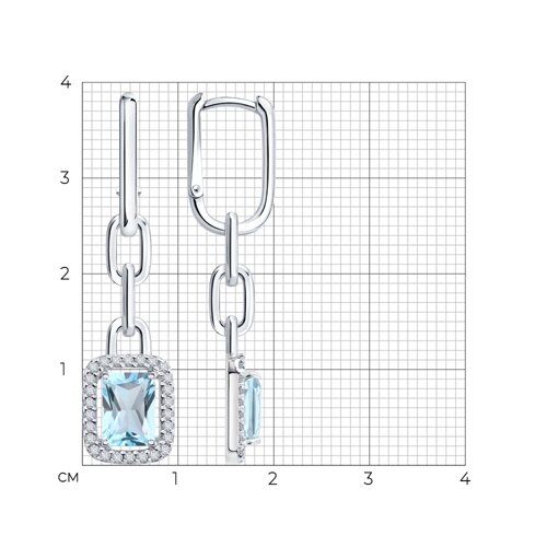 Серьги из серебра с топазами и фианитами из серебро — вид 5