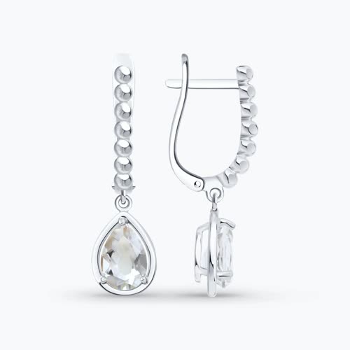 Серьги из серебра с горным хрусталем - видео на модели