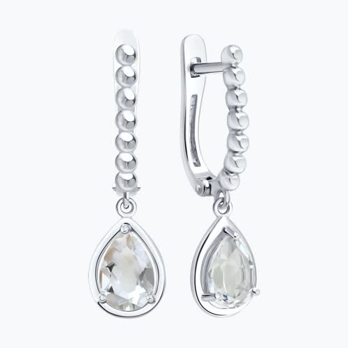 Серьги из серебра с горным хрусталем из серебро — вид 2