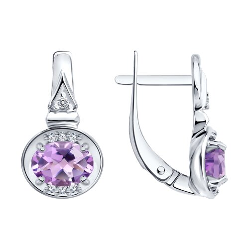 Серьги из серебра с аметистами и фианитами - видео на модели
