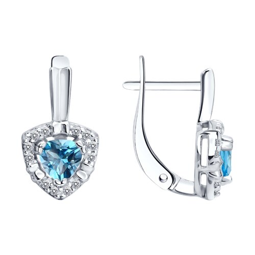 Серьги из серебра с топазами и фианитами - видео на модели