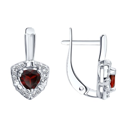 Серьги из серебра с гранатами и фианитами - видео на модели