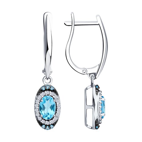 Серьги из серебра с топазами и фианитами - видео на модели