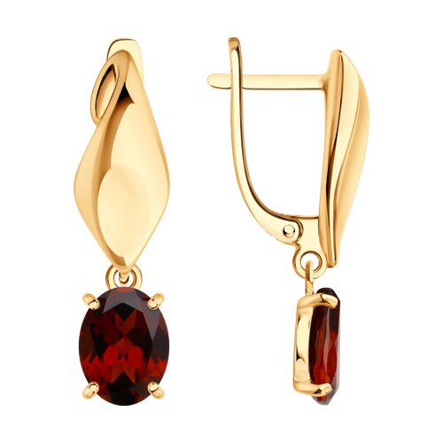 Серьги из золочёного серебра с гранатами из серебро