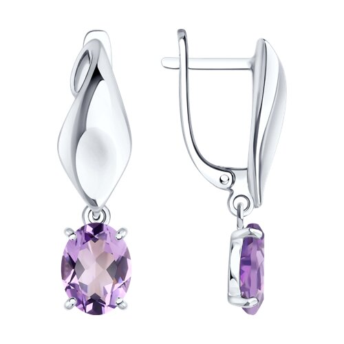 Серьги из серебра с аметистами - видео на модели