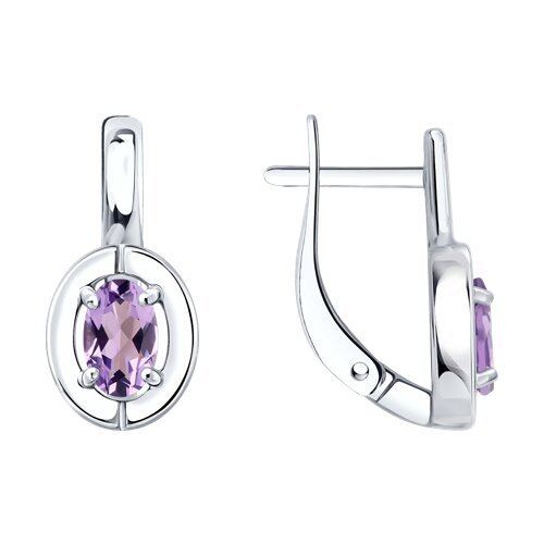 Серьги из серебра с аметистами - видео на модели