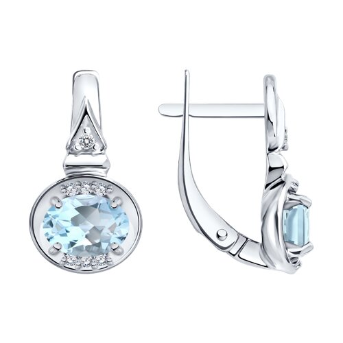 Серьги из серебра с топазами и фианитами - видео на модели