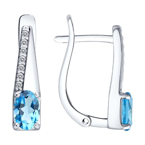 Серьги из серебра с топазами и фианитами - видео на модели