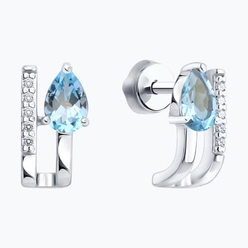 Серьги из серебра с топазами и фианитами из серебро — вид 2