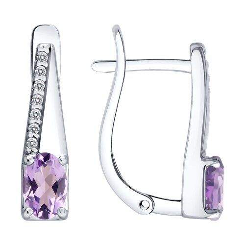 Серьги из серебра с аметистами и фианитами - видео на модели