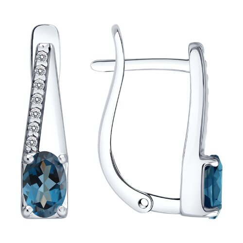 Серьги из серебра с лондон топазами и фианитами - видео на модели