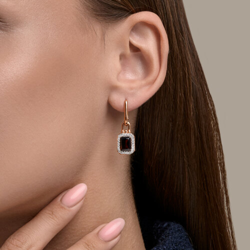 Серьги из золочёного серебра с гранатами и фианитами из серебро — вид 3