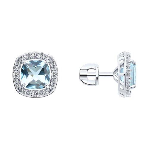 Серьги из серебра с топазами и фианитами - видео на модели