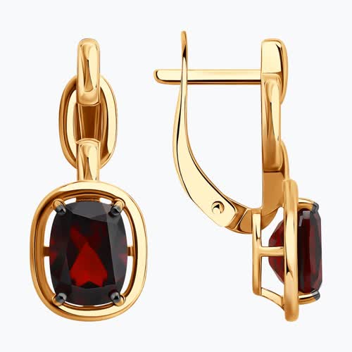 Серьги из золочёного серебра с гранатами - видео на модели