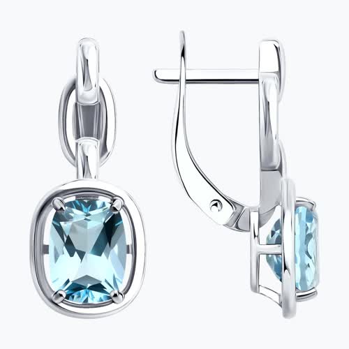 Серьги из серебра с топазами - видео на модели