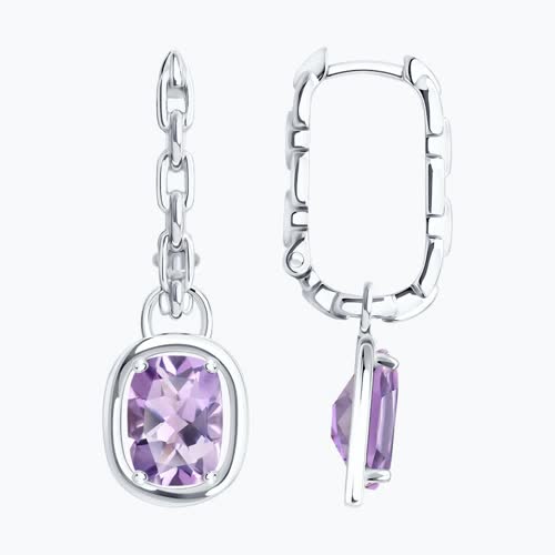 Серьги из серебра с аметистами - видео на модели