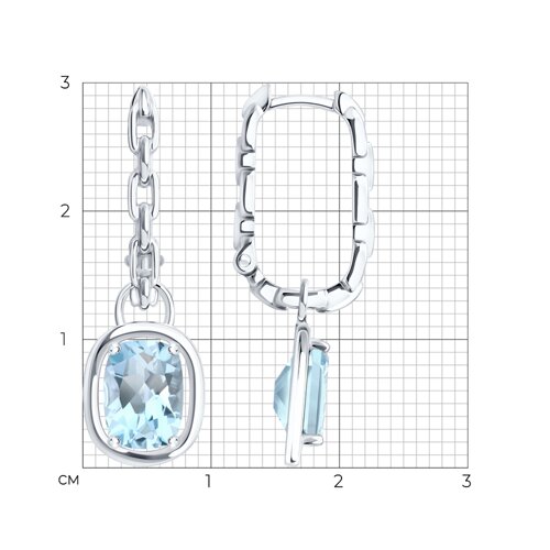 Серьги из серебра с топазами из родированное серебро — вид 2