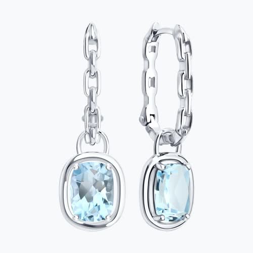 Серьги из серебра с топазами из родированное серебро — вид 3