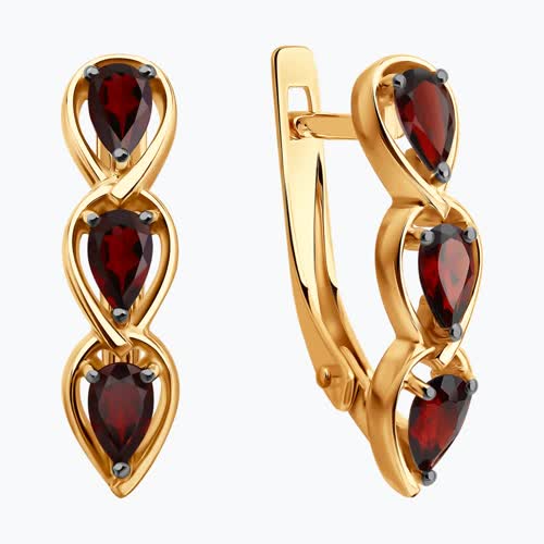 Серьги из золочёного серебра с гранатами из серебро — вид 2