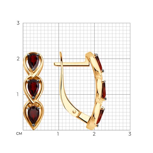 Серьги из золочёного серебра с гранатами из серебро — вид 5