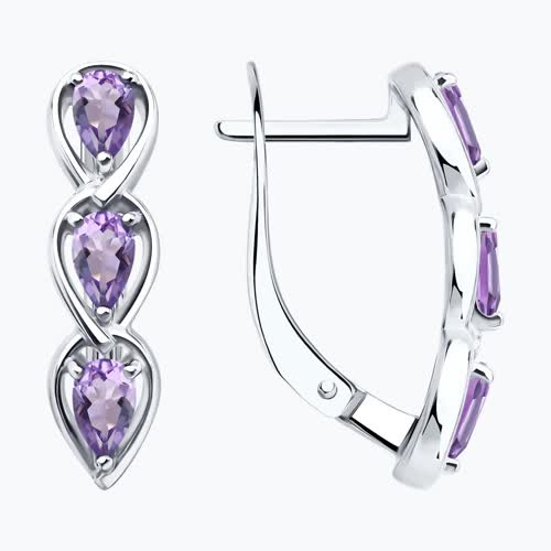 Серьги из серебра с аметистами