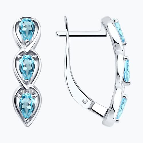 Серьги из серебра с топазами - видео на модели