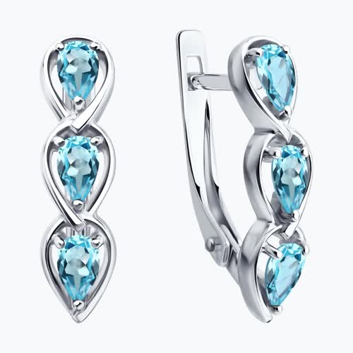 Серьги из серебра с топазами из серебро — вид 2