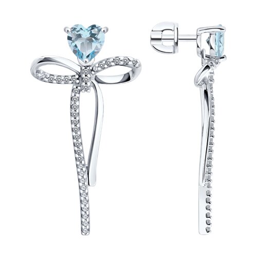 Серьги из серебра с топазами и фианитами - видео на модели