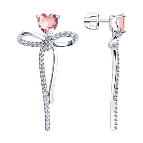 Серьги из серебра с ситаллами и фианитами - видео на модели