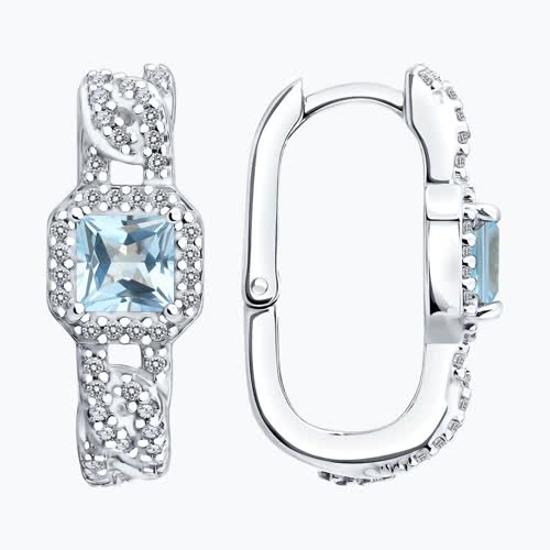 Серьги из серебра с топазами и фианитами из серебро