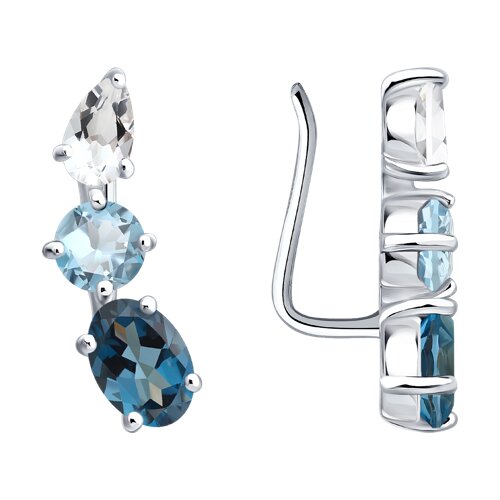 Серьги из серебра с полудрагоценными вставками - видео на модели