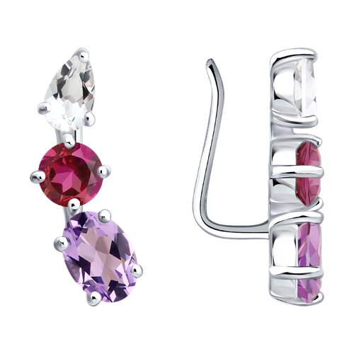 Серьги из серебра с полудрагоценными вставками - видео на модели