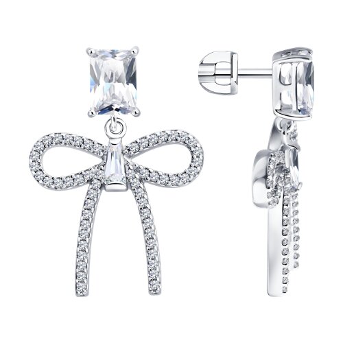 Серьги из серебра с горным хрусталем и фианитами - видео на модели