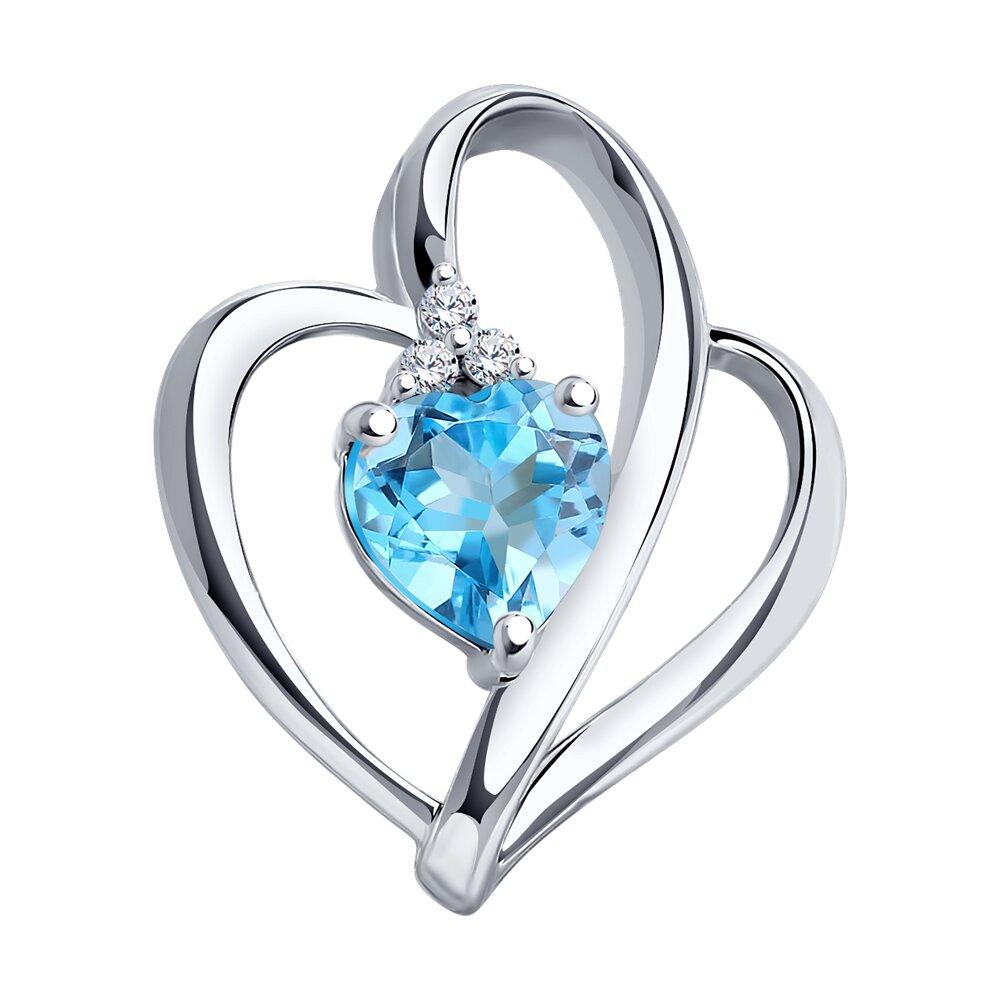 Подвеска из серебра с топазом и фианитами из серебро