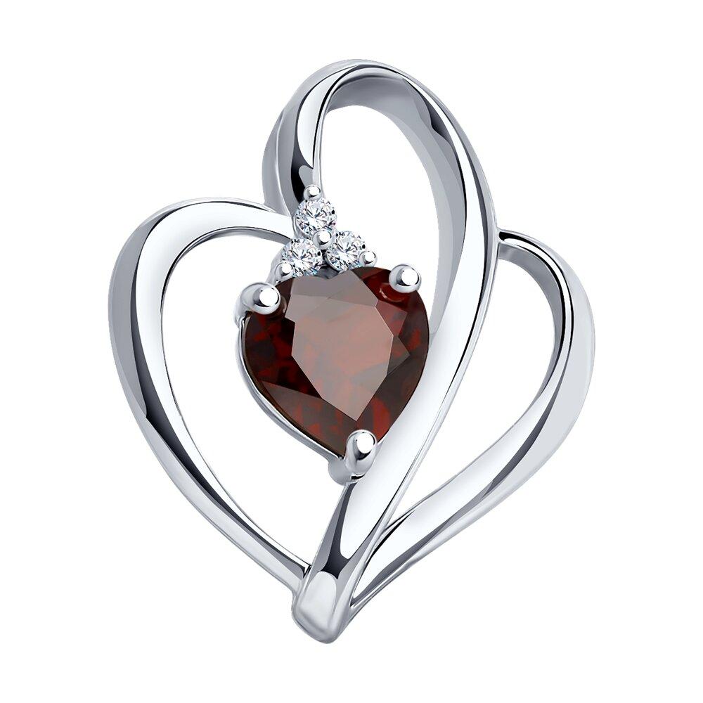 Подвеска из серебра с гранатом и фианитами из серебро