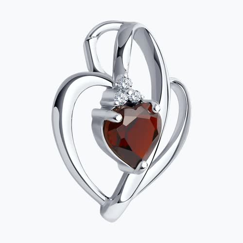 Подвеска из серебра с гранатом и фианитами из серебро — вид 3