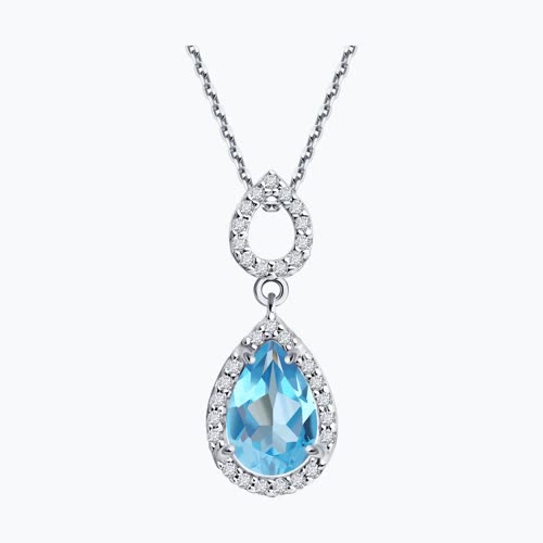 Подвеска с топазом и фианитами из серебро — вид 2