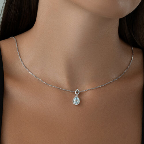 Подвеска с топазом и фианитами из серебро — вид 4