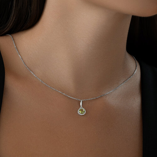 Подвеска из серебра с фианитами и хризолитом из серебро — вид 4