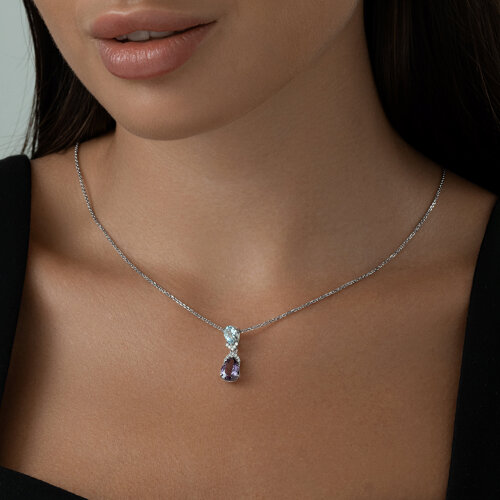 Подвеска из серебра с миксом камней из родированное серебро — вид 3