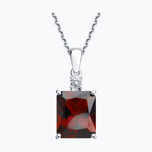 Подвеска из серебра с красным ситаллом и фианитом из серебро — вид 2