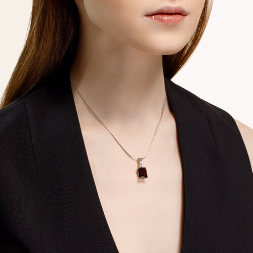 Подвеска из серебра с красным ситаллом и фианитом из серебро — вид 4