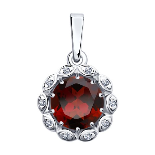 Подвеска из серебра с гранатом и фианитами - видео
