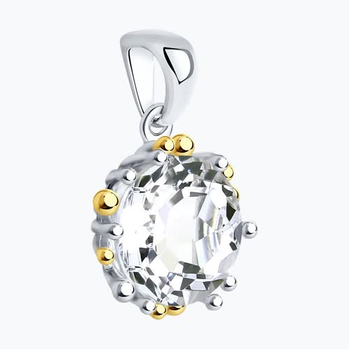 Подвеска из золочёного серебра с горным хрусталем из серебро — вид 3