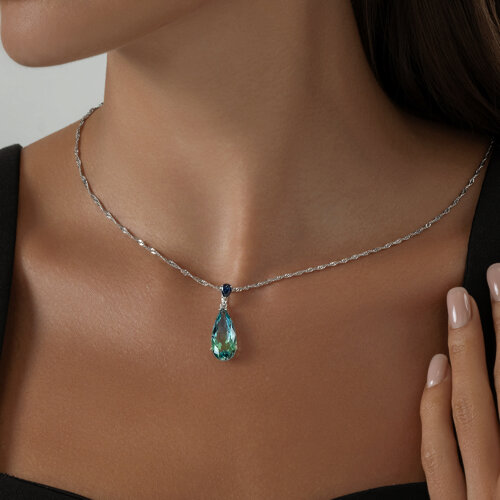 Подвеска из серебра с синтетическим ситалом и фианитом из серебро — вид 4